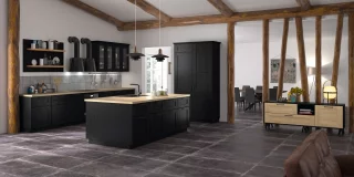 Placage Chêne teinté noir verni mat